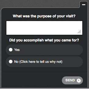Example of a Qualaroo popup which aims to understand the intent of a visitor